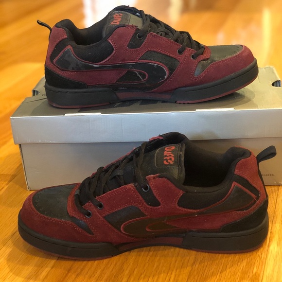 duffs Shoes Rare Duffs Kingpin Fat Tongue Skate Shoe Red And Black